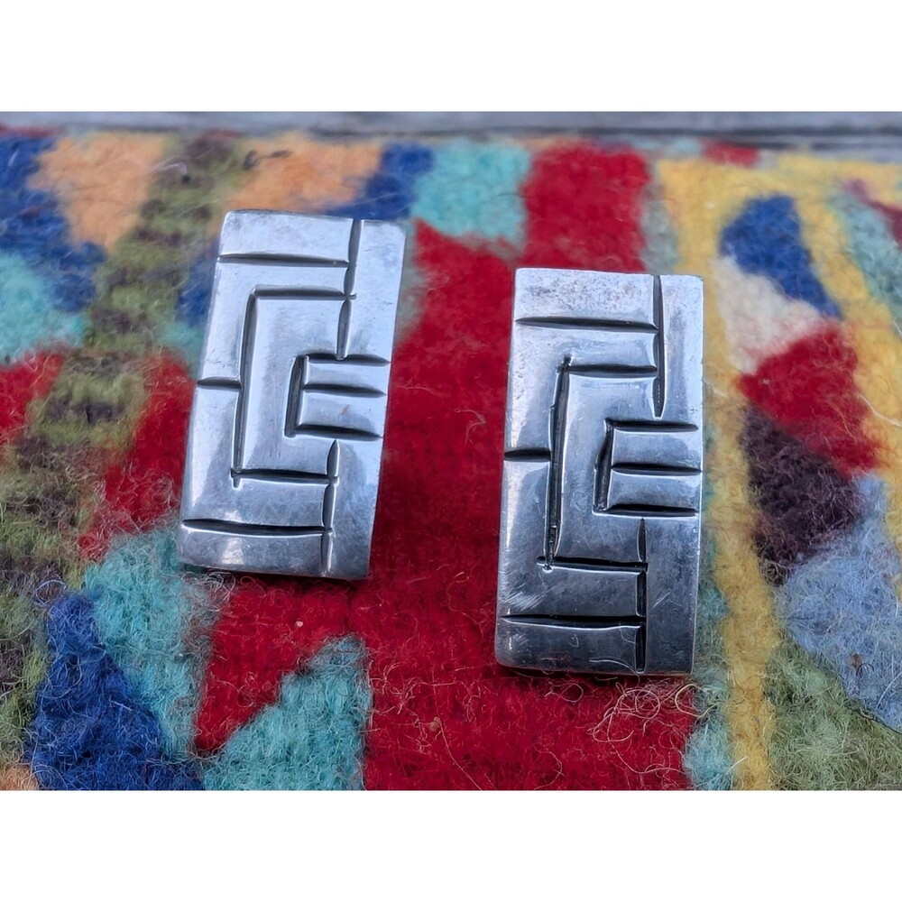 Vintage Taxco Silver Earrings; Southwestern Sterling Earrings